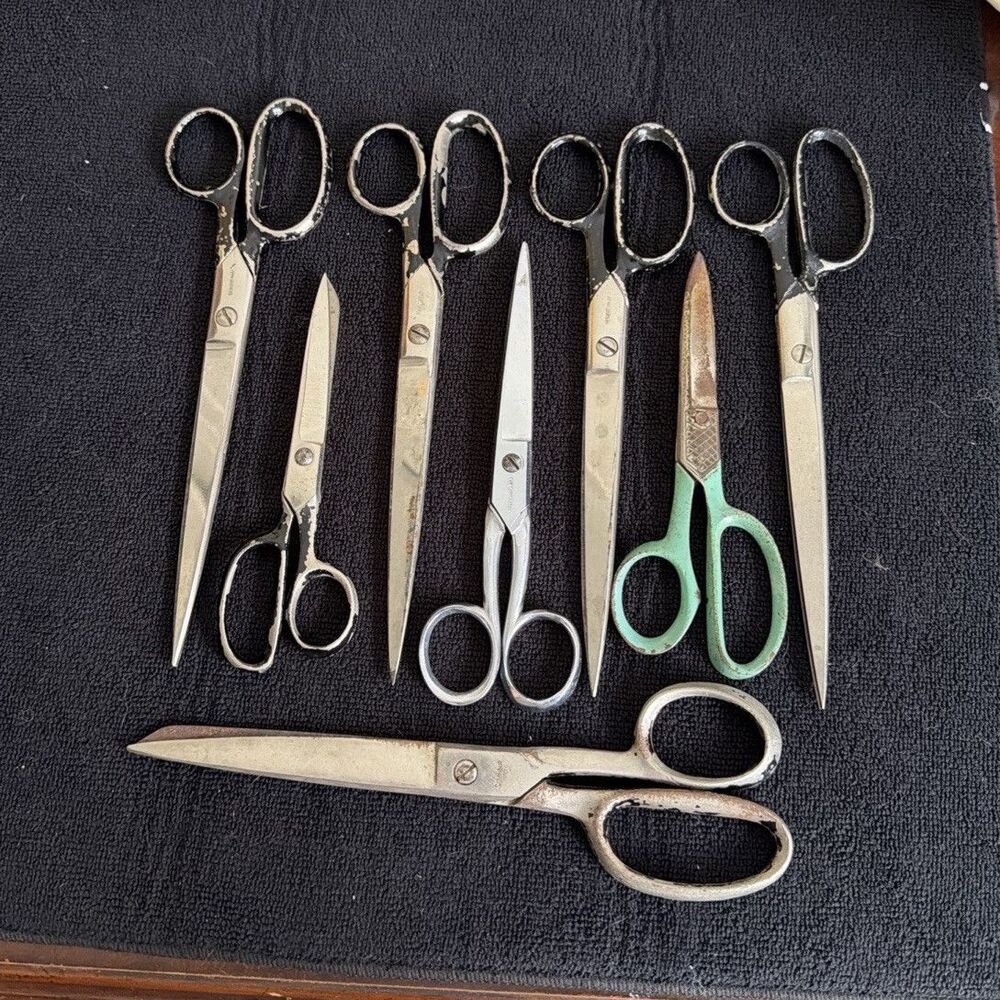 Lot of 6 Sewing Scissors/Shears, Standard Straight Cut, Steel Blades